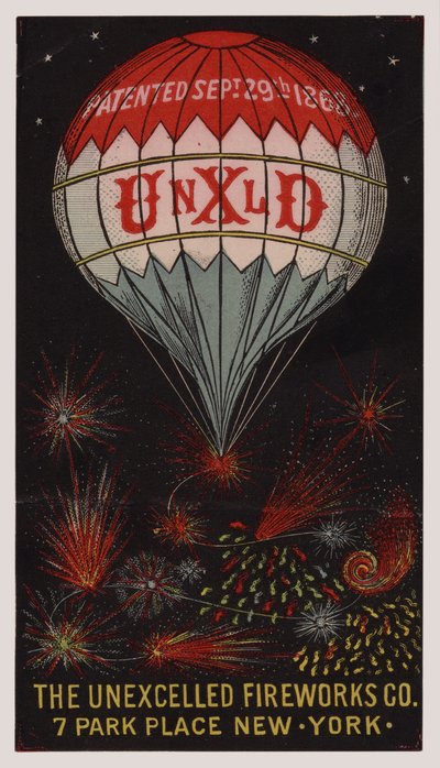 American Trade Card Advertising the Unexcelled Firework Company, New York by American School
